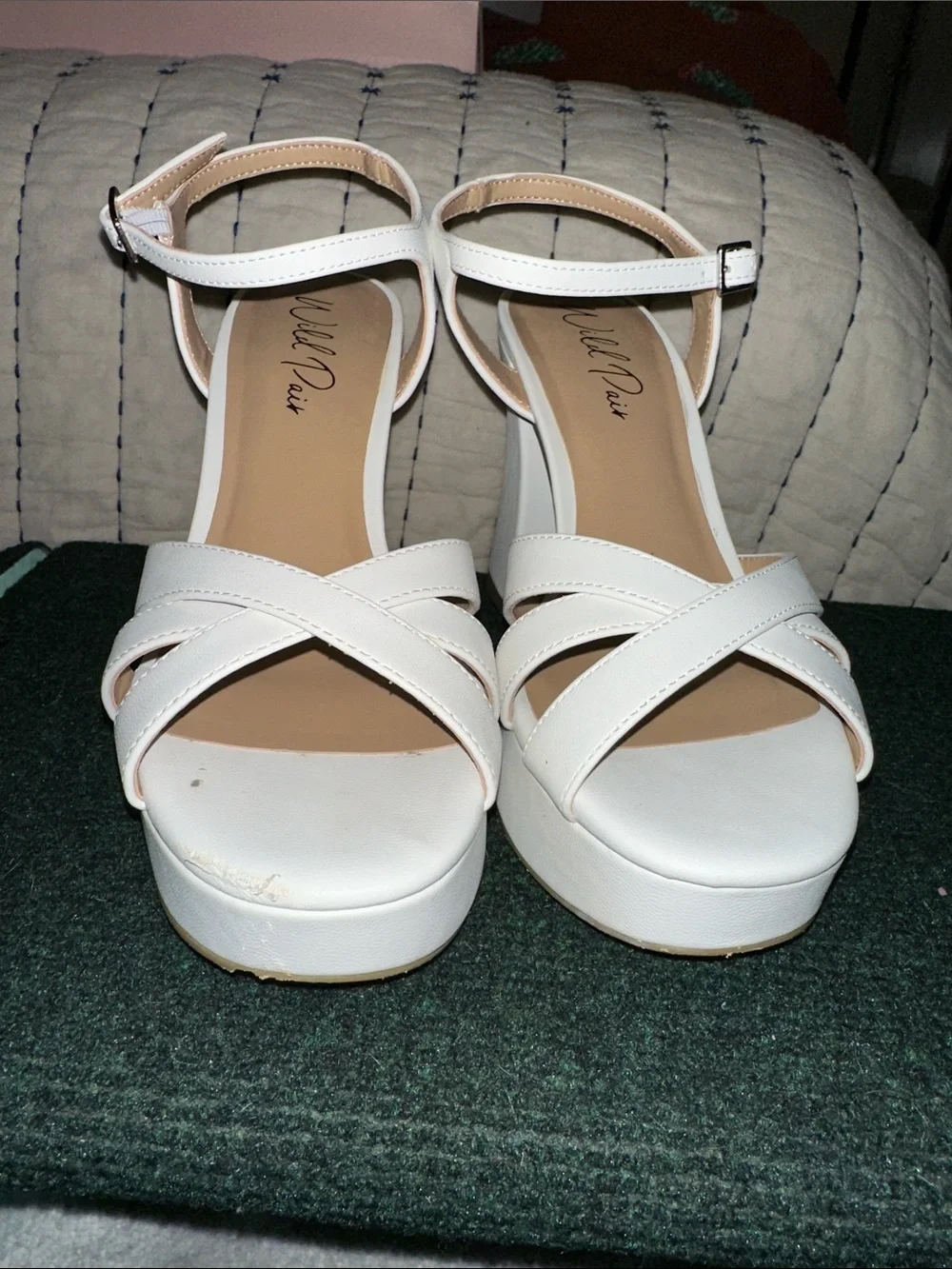 Wild Pair White Platform Block Heel Sandals